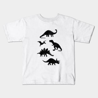 Black + White Dinosaurs Kids T-Shirt